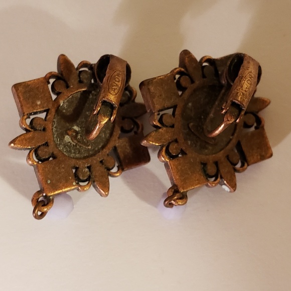 Vintage 1990s Cabochon Crystal  Earrings - Picture 2 of 3